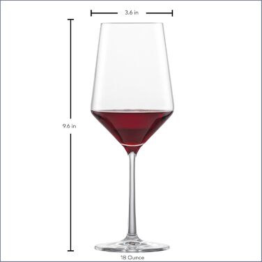 Schott Zwiesel Tritan Crystal Glass, pure stemware, Cabernet/Universal Red or White Wine Glass, 516 ml, 4-piece set