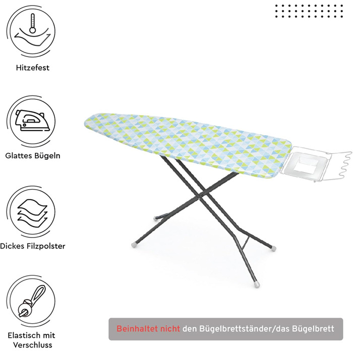 Чохол для прасувальної дошки Encasa 'Luxury Line' з додатковою товстою підкладкою (125x46 см) - заміна для дому та готелю