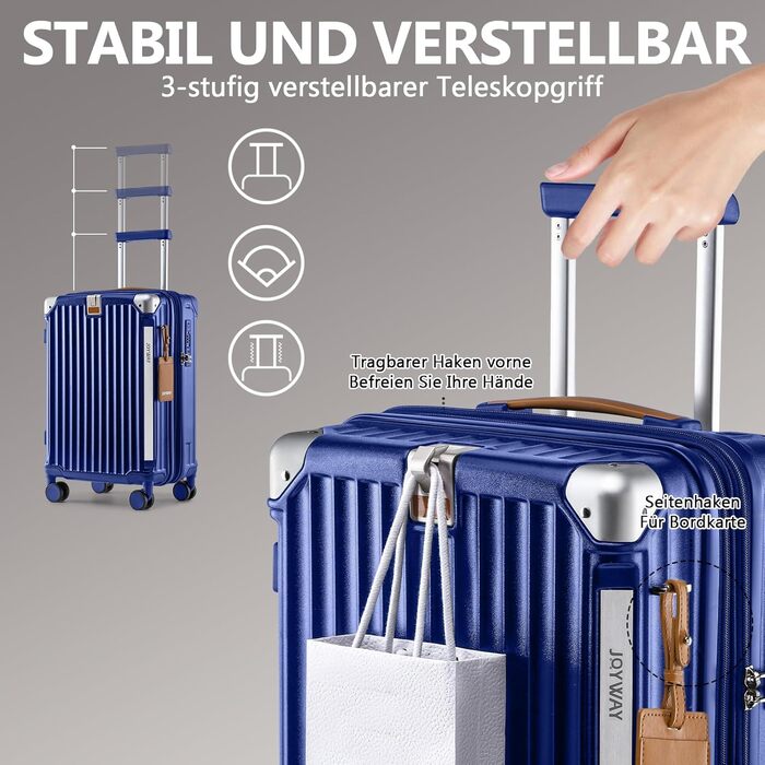 Чемодан Joyway ABS з жорсткою обшивкою, розширюваний, набір валіз з TSA замком та 4 колесами. Включає сумку та косметичку. Колір: зелений (блакитний). Набір валіз 3шт