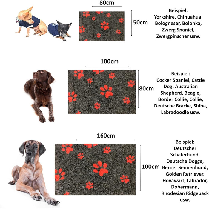 Килимок для собак Elropet Vetbed з преміум-матеріалу, 22 мм, для маленьких та великих собак, розмір L (160x100 см), темно-сірий + червоний слід