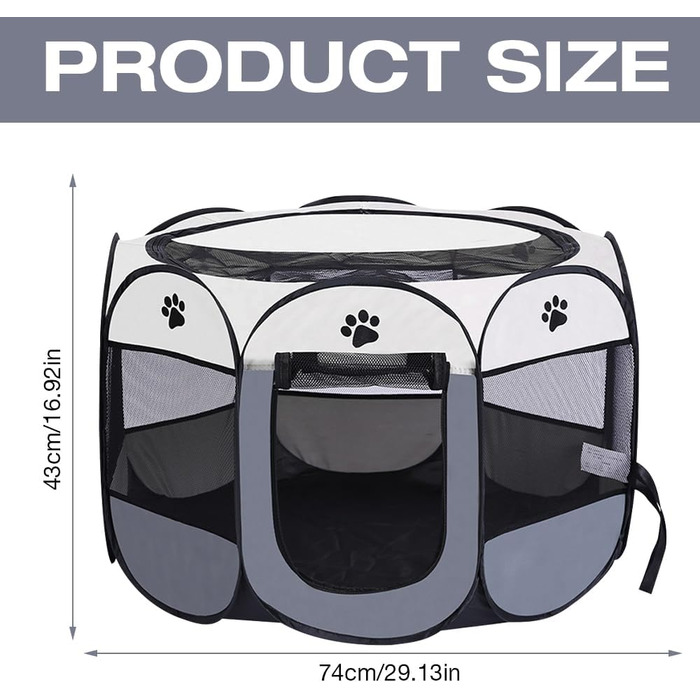 Змінний вольєр для цуценят, 73 x 73 x 43 см - вольєр для собак в приміщенні, портативний вольєр, вольєр для собак в квартиру, вольєр для собак, кроликів, котів, для дому, на вулицю, у подорожі, кемпінг