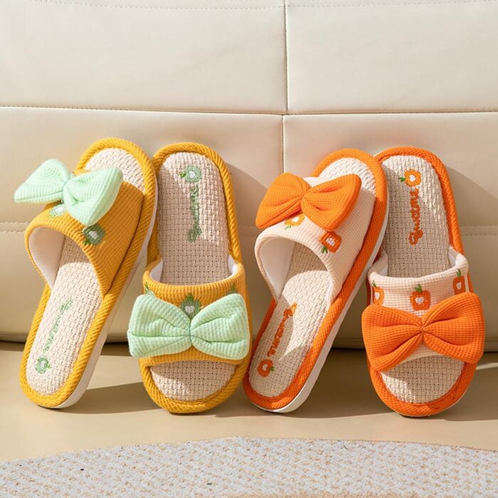 Жіночі тапочки з льону для дому - м'які, антиковзні, комфортні, жовті, 36/37 EU