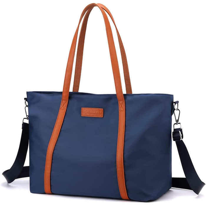 Zhongningyifeng Women's Nylon 15.6 Inch Laptop Shoulder Handbag Purse for Travel Work (Blue)