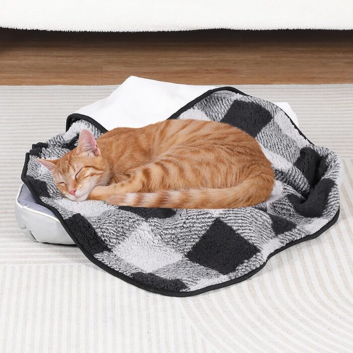 Водонепроникний килимок для собак, 152x127 см, фланель та шерпа, для середніх та великих собак, чорний в клітинку