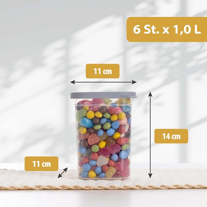 Набір контейнерів для зберігання продуктів [12 шт] Антрацит - Складні, економія місця для кухні, герметичні склянки для борошна, контейнери для їжі, Vorratsbehälter, коробочки для зберігання (Білий / Світло-сірий 6x 1000мл)