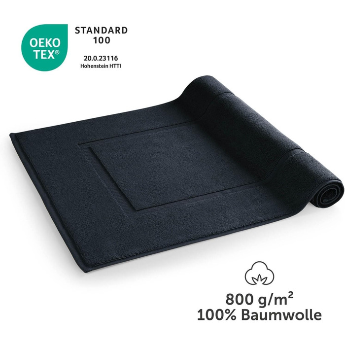 Набір бамбукових килимків для ванної кімнати Blumtal Terry, 100% бавовна, 50x80 см, сертифікат Oeko-Tex, темно-синій (комплект 2 шт.)