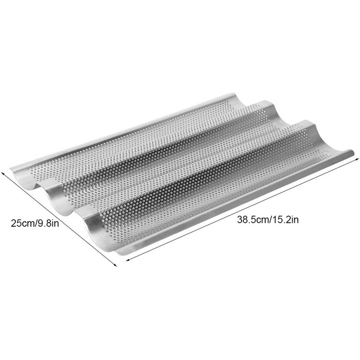 BuyWeek Baguette Baking Sheet, 3-Groove Stainless Steel Baguette Baking Mold French Bread Baking Sheet Pan Kitchen Baking Tool Silver