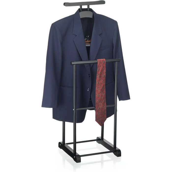 Стійка для одягу CARO-Möbel Medina з вішалкою для штанів, вішалкою для одягу та полицею - стильна металева стійка для одягу з МДФ, чорного кольору, для спальні та не тільки