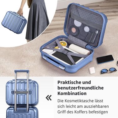 Набір валіз LALAHO 3 шт. з жорстким корпусом, великий дорожній набір, валізи з колесами, ABS+PC, ручна поклажа, набір валіз з жорстким корпусом, м'ятно-зелений (сіро-блакитний)