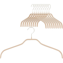 MAWA Clothes Hangers, Set of 10 space-saving and non-slip hangers, ideal for shirts and blouses, with 360° rotatable hook, non-slip coating, 41 cm, lattice