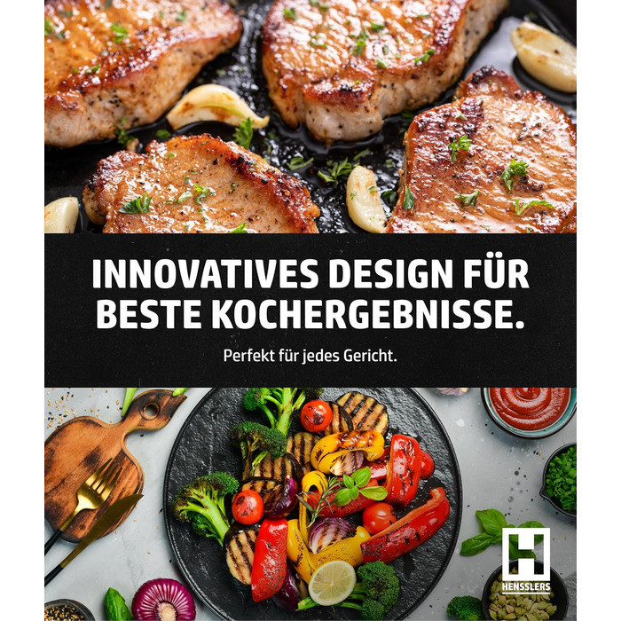 Сковорода HENSSELERS® 28 см - універсальна для всіх типів плит, антипригарне покриття, індукція, стійка до порізів та подряпин