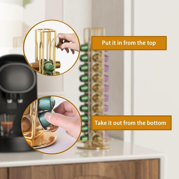 Тримач для капсул Nespresso Sevenline, органайзер на 40 капсул (золотий)