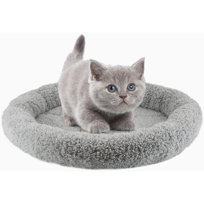 Кругле ліжко для котів PETLESO: м'яке котяче гніздо, діаметр 35 см, розмір 8x35x8 см