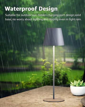 LED настільна лампа FUYO з USB-C зарядкою, акумуляторна, для дому та вулиці, сенсорне керування, регулювання яскравості, 2700K-6000K, 3 кольори, сіра (1 шт.)