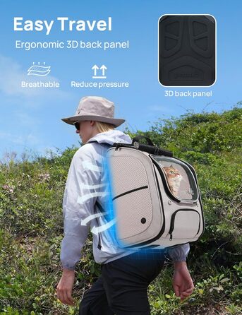 Плед-рюкзак для кота Pecute з сіткою, дихаючий та легкий, 42x32x26 см, хакі