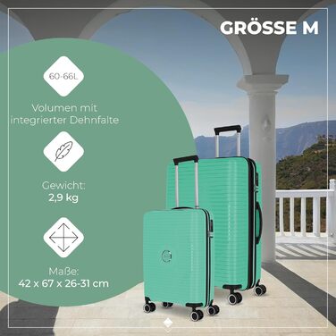 Набір валіз Travelite ORBITA 3шт (L/M/S) з TSA замком, 4 колеса, зелений