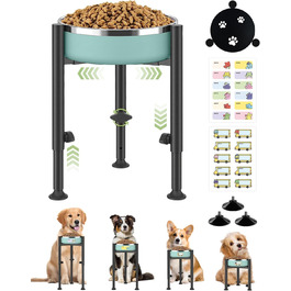 Підставка для миски для собак з принтом лапи, регульована по висоті (3 положення), металева, для маленьких, середніх та великих собак (лише підставка)