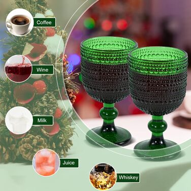 Набір вінтажних келихів для вина, 350 мл, 6 штук, кришталеве скло з тисненням, придатні для миття в посудомийній машині, рожеві