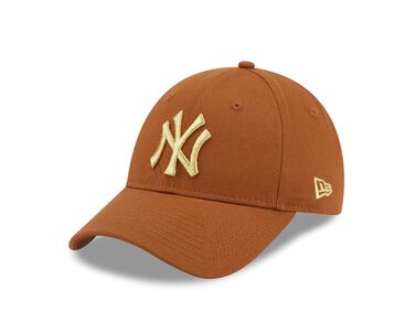 Шапка New Era New York Yankees з помпоном та в'язаним манжетом для жінок, колір: коричневий