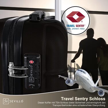 Набір валіз Devillo® Hartschalenkofferset 4шт. S-M-L-XL, чорний - жорсткий корпус, телескопічна ручка, коліщатка, замок, ABS-пластик