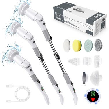 Електрична щітка для прибирання: 8 насадок, 2 швидкості, 550 RPM - для ванної, плитки, скла