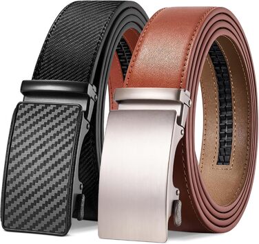 Чоловічий шкіряний ремінь TANGCHAO з автоматичною застібкою-рачею, 35 мм, регульований розмір, для бізнесу, костюма, джинсів