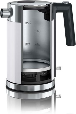 Електричний чайник GRAEF WK61 Edelstahl, білий, 1,5 л, знімний фільтр від накипу, 360° обертання, подвійні стінки