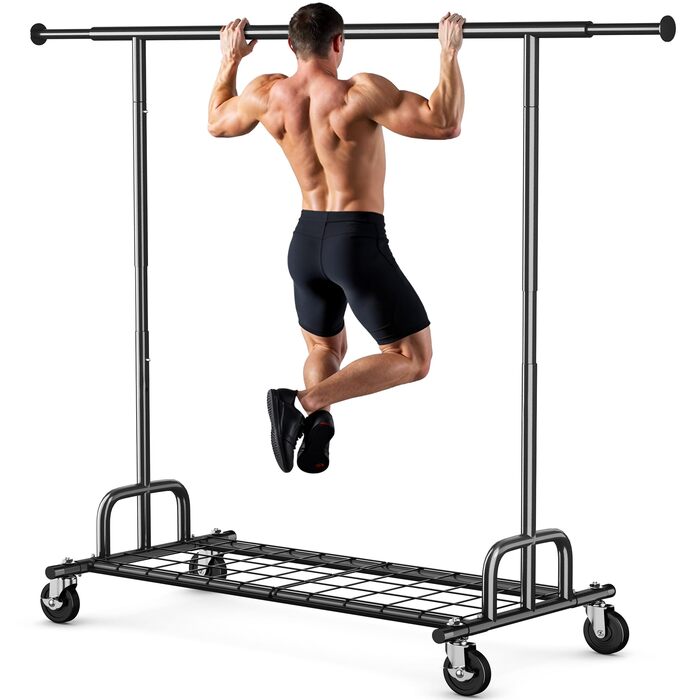 Підвісний стійка для одягу HOKEEPER на колесах, 136 кг, важкий, висувна штанга (S002K)