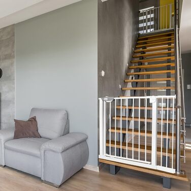 Захист для сходів без свердління, сітка для дітей 75-85 см, автоматичне закривання, біла сітка для безпеки, 180° відкривання, 95-105 см