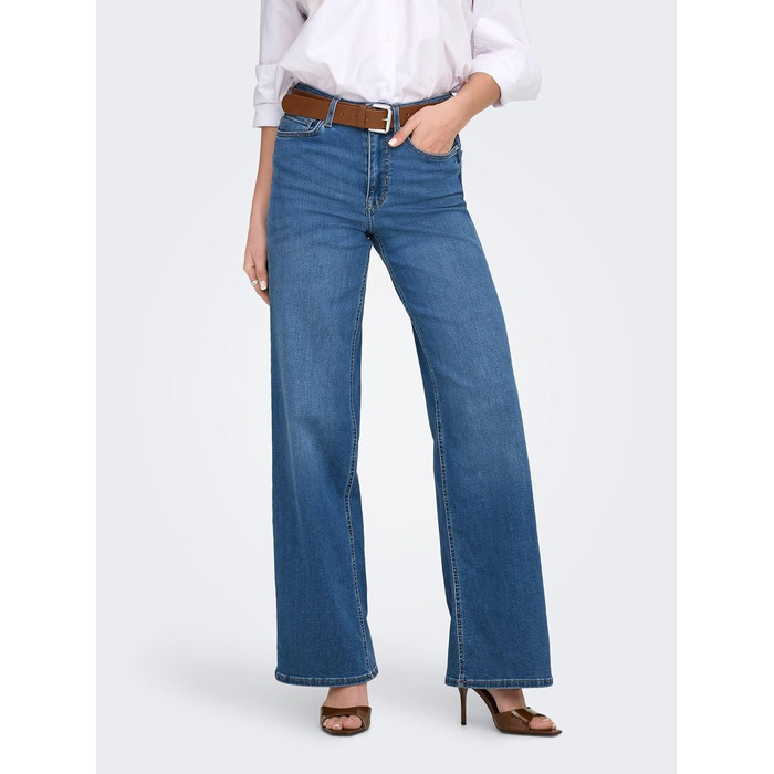 Джинси жіночі ONLY Madison з широкими штанинами, висока талія, середній блакитний денім (M/32L)