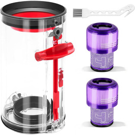 Контейнер для пилу Dyson V11 V15: замінна частина з 2 фільтрами та щіткою для очищення. Прозорий збірник пилу для Dyson SV14 SV15 SV22