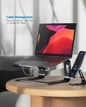 Підставка для ноутбука Nulaxy з алюмінію, ергономічна, з вентиляцією, сумісна з MacBook, Dell, HP, Samsung, Lenovo, 10-16 дюймів, сіра (C-Schwarz)