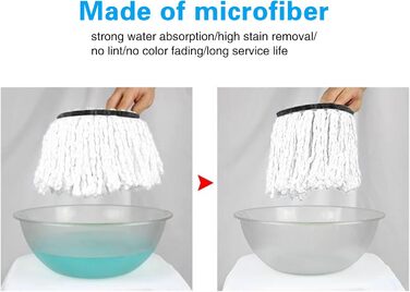 6-Piece Replacement Heads for Queta Spin Mop - Microfiber Mop Refill Head, 360° Spin Mop for Home Cleaning, Effective Cleaning of Heavy Dirt