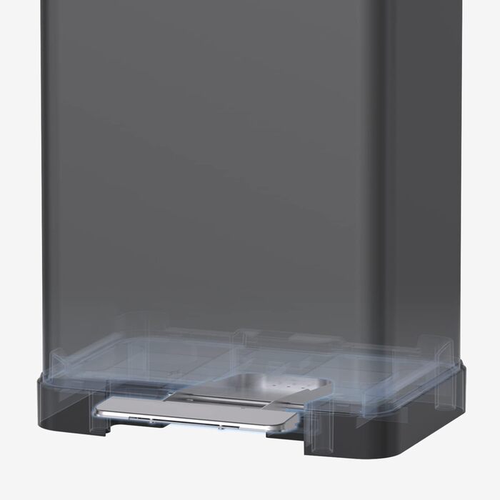 Смітник на 50 літрів з контейнером, повільно закривається, захист від відбитків пальців, велика нержавіюча сталь, кухонний смітник прямокутної форми, для дому та офісу, сірий, 50L