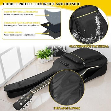 Чохол для гітари 41 дюйм, велика місткість, водонепроникний, потовщений, стійкий до розривів, підходить для гітар 39, 40, 41 дюймів