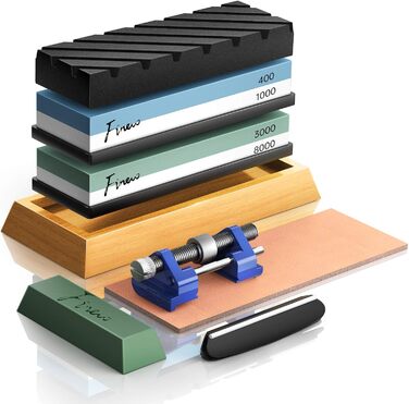 Набір точильних каменів Schleifstein: 400/1000, 3000/8000, з підставкою, зточкою та аксесуарами для ножів