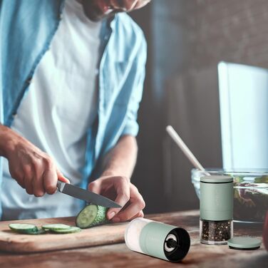 Набір з 2 мельниць для солі та перцю Vinsun - ручні, з регульованим керамічним жорном, нержавіюча сталь, ø51x100mm