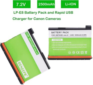 2 x Акумулятори Insta360 2800mAh з зарядним пристроєм USB-C, сумісні з Insta360 Action Camera (X3), з Micro SD слотами