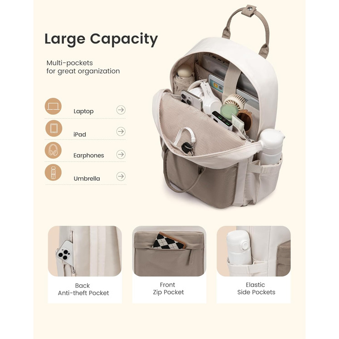 LOVEVOOK Рюкзак для жінок, шкільний рюкзак для ноутбука, 15.6 дюймів, для підлітків, дівчаток, універсальний, міський, водонепроникний, для школи, університету, подорожей (Сіро-блакитний)