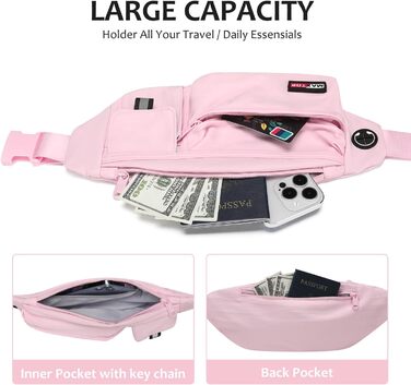 MAXTOP Поясна сумка на пояс для чоловіків та жінок, спортивна, водонепроникна, для подорожей, фітнесу, йоги, рожева (нейлон)