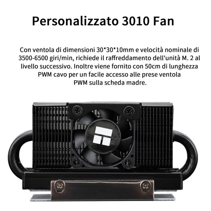 Радіатор охолодження SSD TR HR10 2280 PRO Black з тепловими трубами та вентилятором PWM