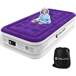 Надувний матрац CHILLSUN 190x100x40 см з вбудованим насосом. Самостійно надувний, для дому, гостей, кемпінгу та подорожей. Односпальний/Twin матрац 41 см