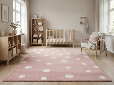 Дитячий килим Kinderteppich DOTS бежево-рожевий 80x150 см, Öko-Tex, для дівчаток, в дитячу кімнату