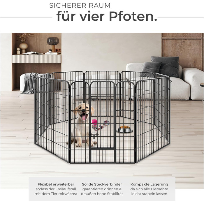 Тектейк вольєр для цуценят, 60 см, 8 грат, чорний - 402502