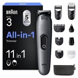 Braun Multigroom Series 3 AIO3545: Триммер 8-в-1 для бороди, волосся та тіла (сірий)