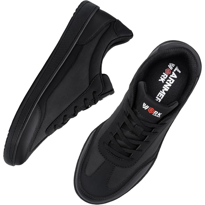 Чоловічі робочі черевики LARNMERN: неслизькі, дихаючі, з широким носком та сталевим підноском, чорні, розмір 42 EU