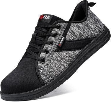 Черевики робочі чоловічі LARNMERN, захисні черевики з металевим носком, легкі, зручні, для скейтбордингу, амортизація, сірі, чорні, 42.5 EU