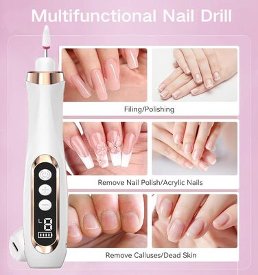 Електричний набір для манікюру та педикюру Nagelfräser 15 в 1: фрезер, набір для гелевих нігтів, 20000 об/хв, 9 швидкостей (білий)