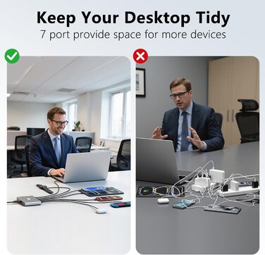 Зарядний пристрій USB-C 455W, 7 портів, GaN PD PPS, для MacBook, Dell, iPhone, Samsung, ноутбуків, планшетів, телефонів – Сірий
