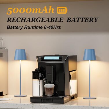 Набір з 2-х бездротових настільних LED світильників з акумулятором, сенсорне регулювання яскравості, 3 режими кольору, USB-C зарядка для спальні, обіднього столу, кемпінгу (Чорний)
